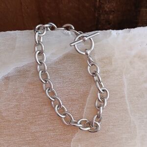 Silver Toned Large Link Chunky Bracelet